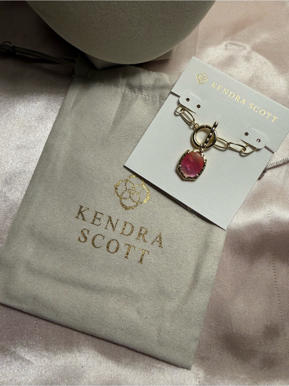Kendra Scott Gold Necklace with Pink Pendant